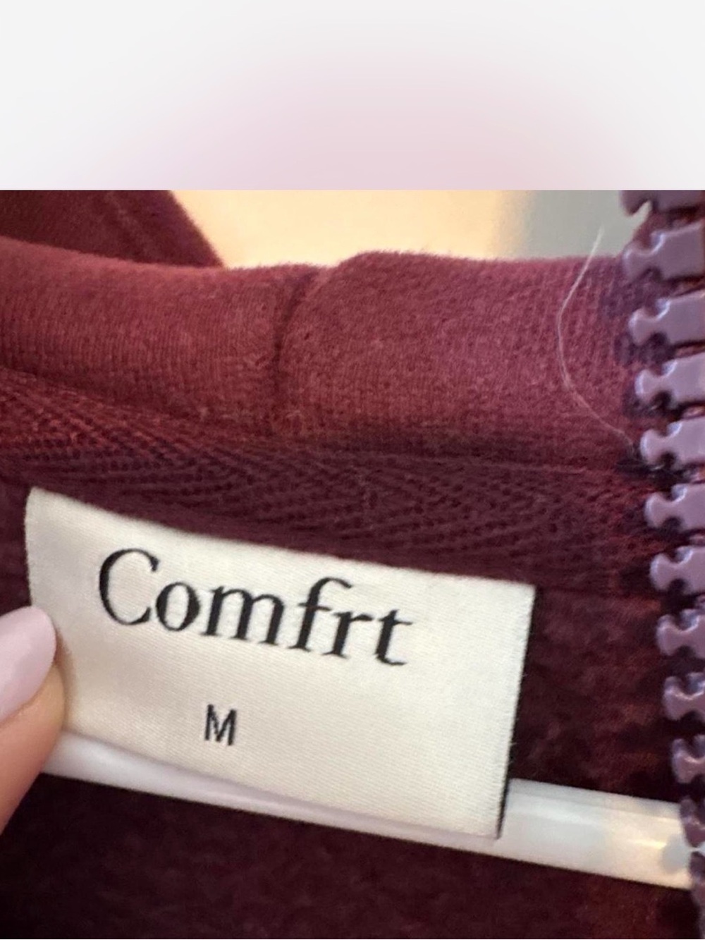 Comfrt Brand Burgundy Full-Zip Hoodie Size M - Picture 4 of 4